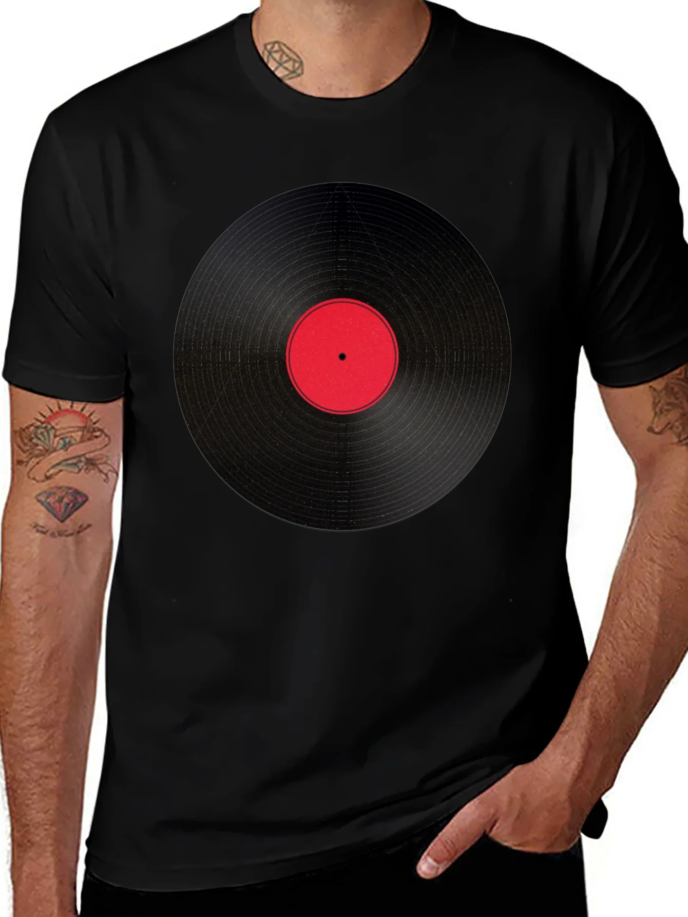 Vinyl Record Graphic Tee - Classic Black
