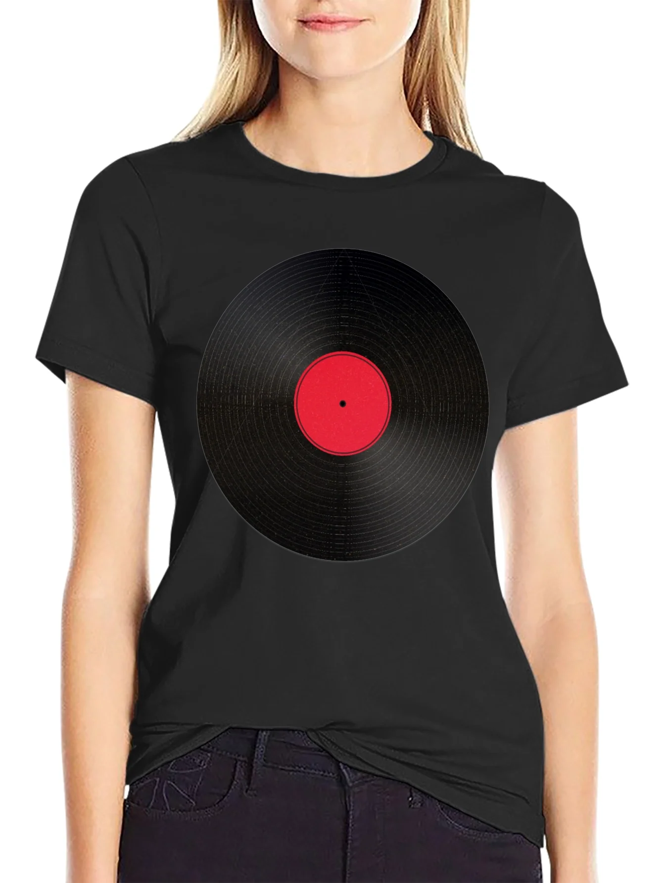 Vinyl Record Graphic Tee - Classic Black