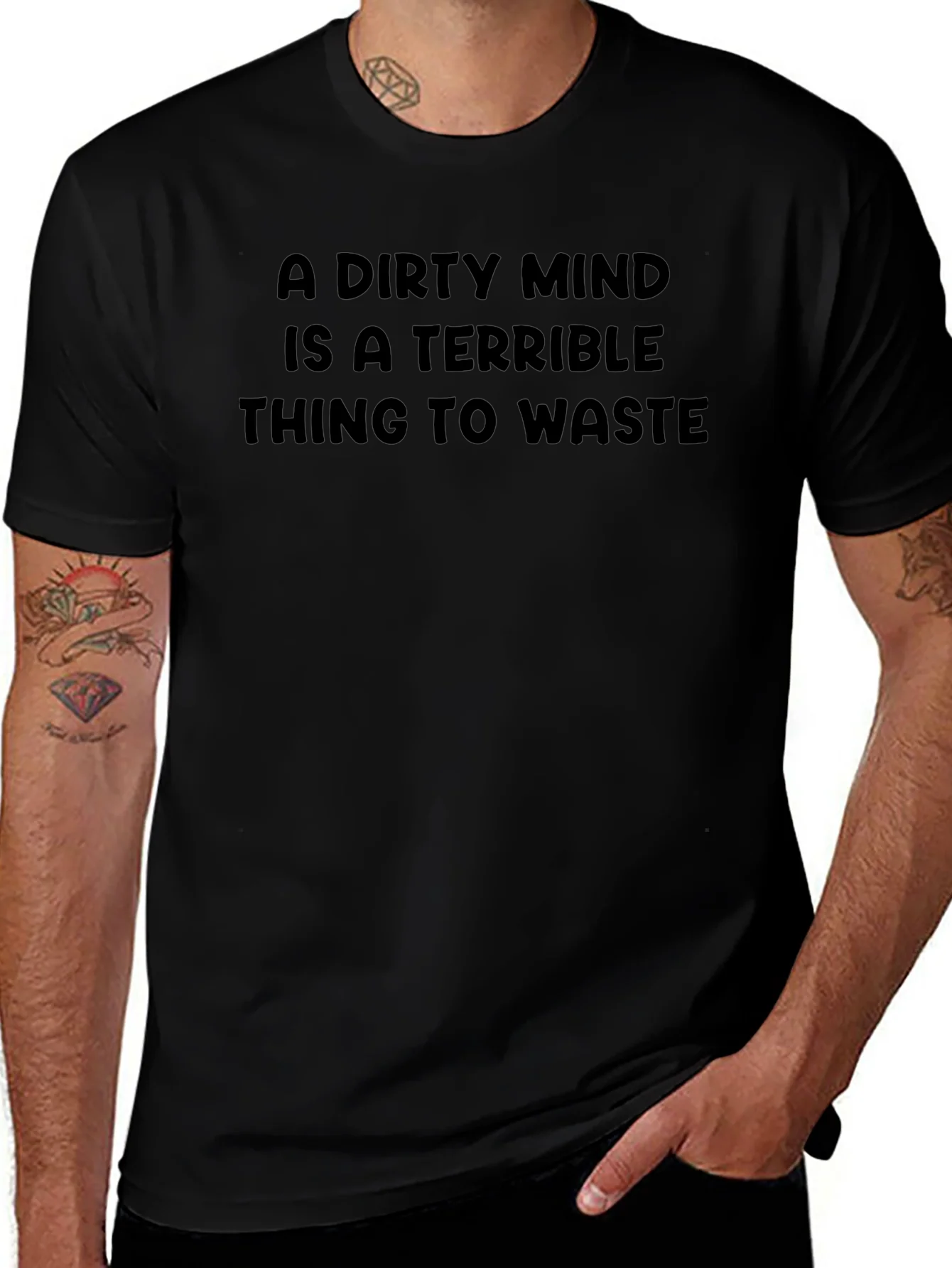 Dirty Mind Mens Black Graphic Tee