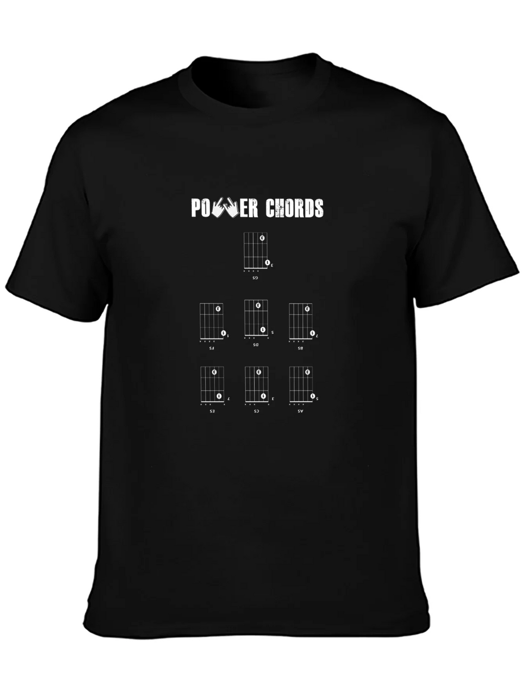 Power Chords Guitarist Black T-Shirt