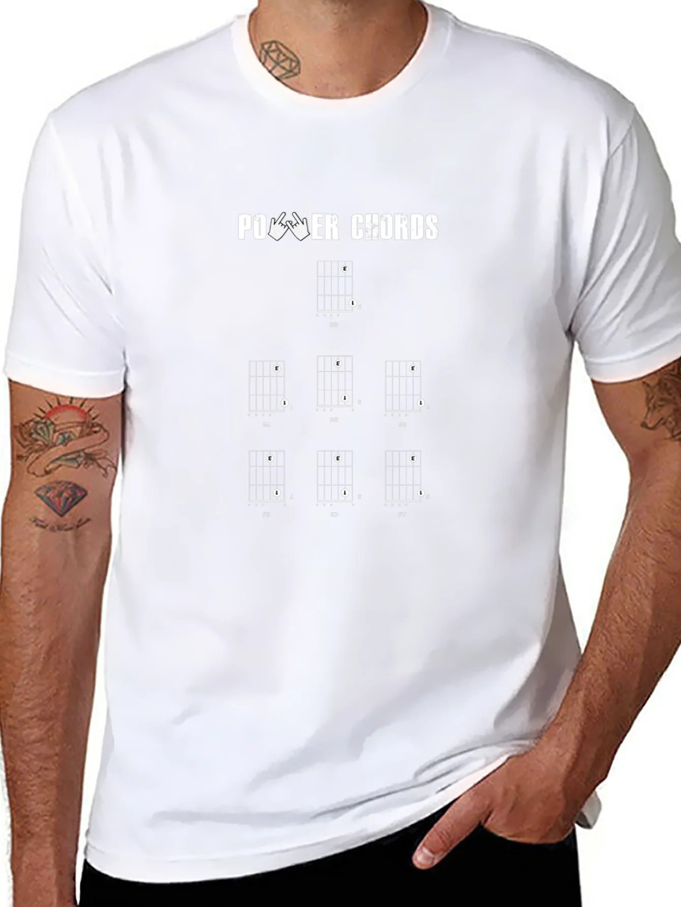 Power Chords Guitarist Black T-Shirt