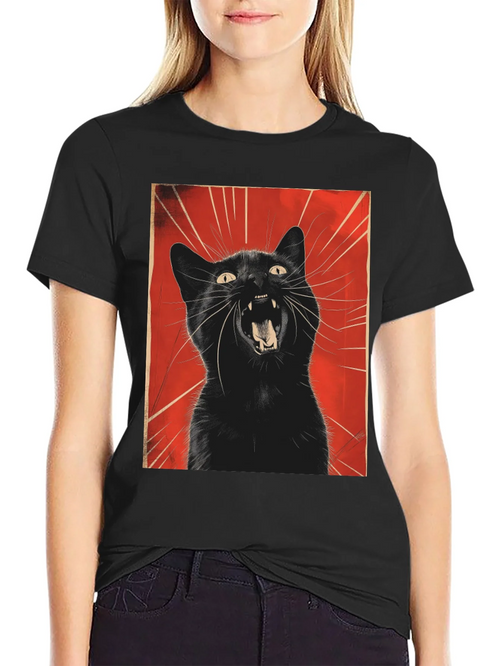 Black Cat Roar Graphic Tee - Unisex