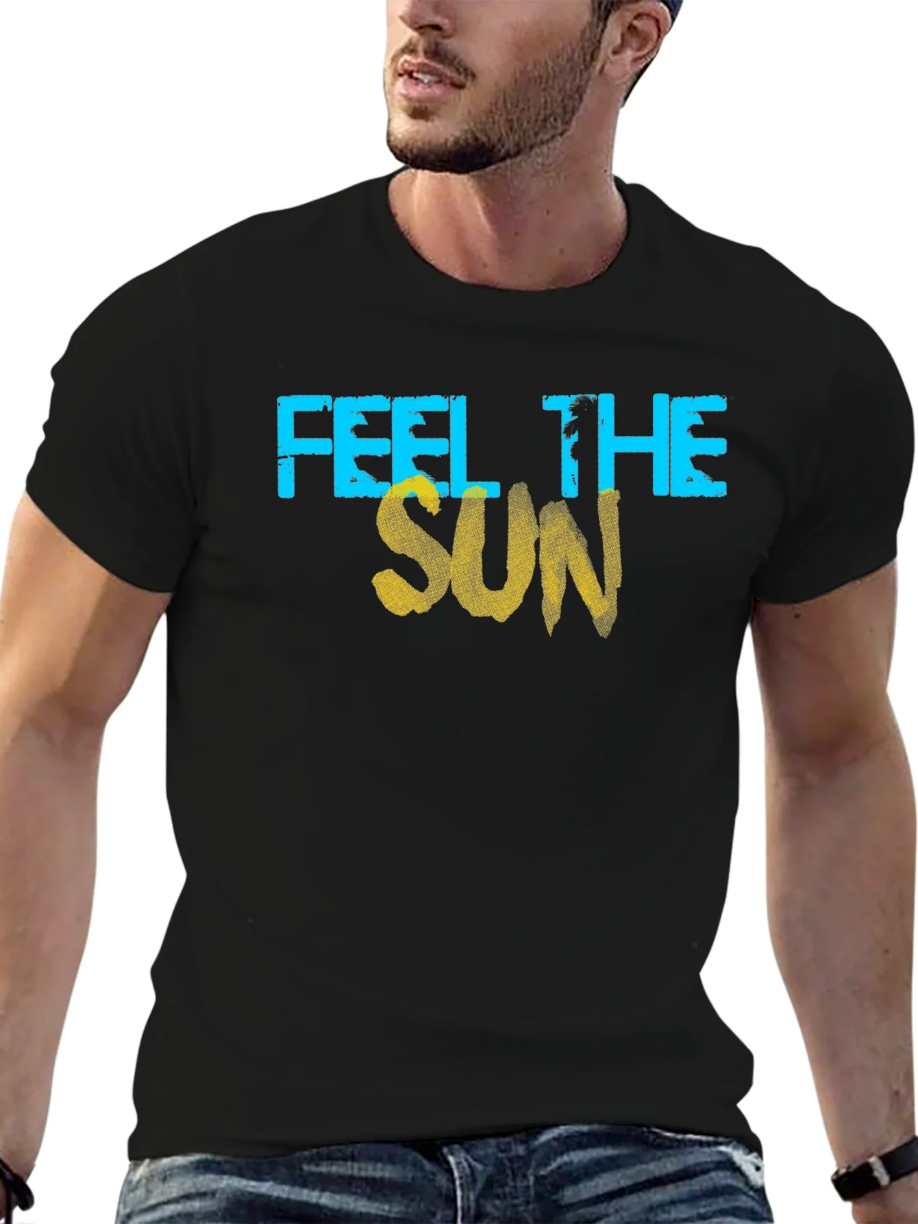 Feel The Sun T-Shirt - Graphic Tee - Black Cotton