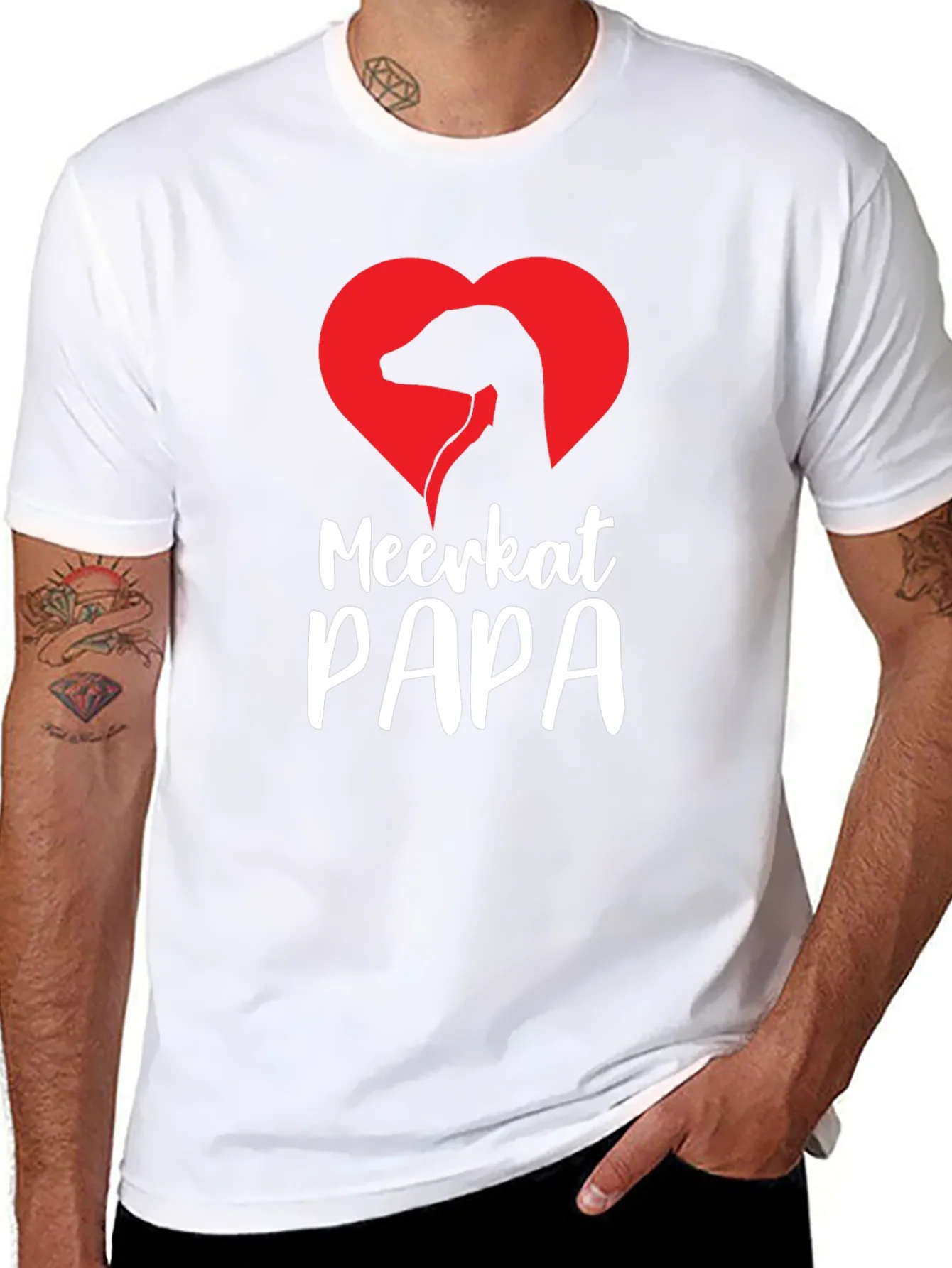 Meerkat Papa Heart Graphic Tee - Perfect Gift for Dad!