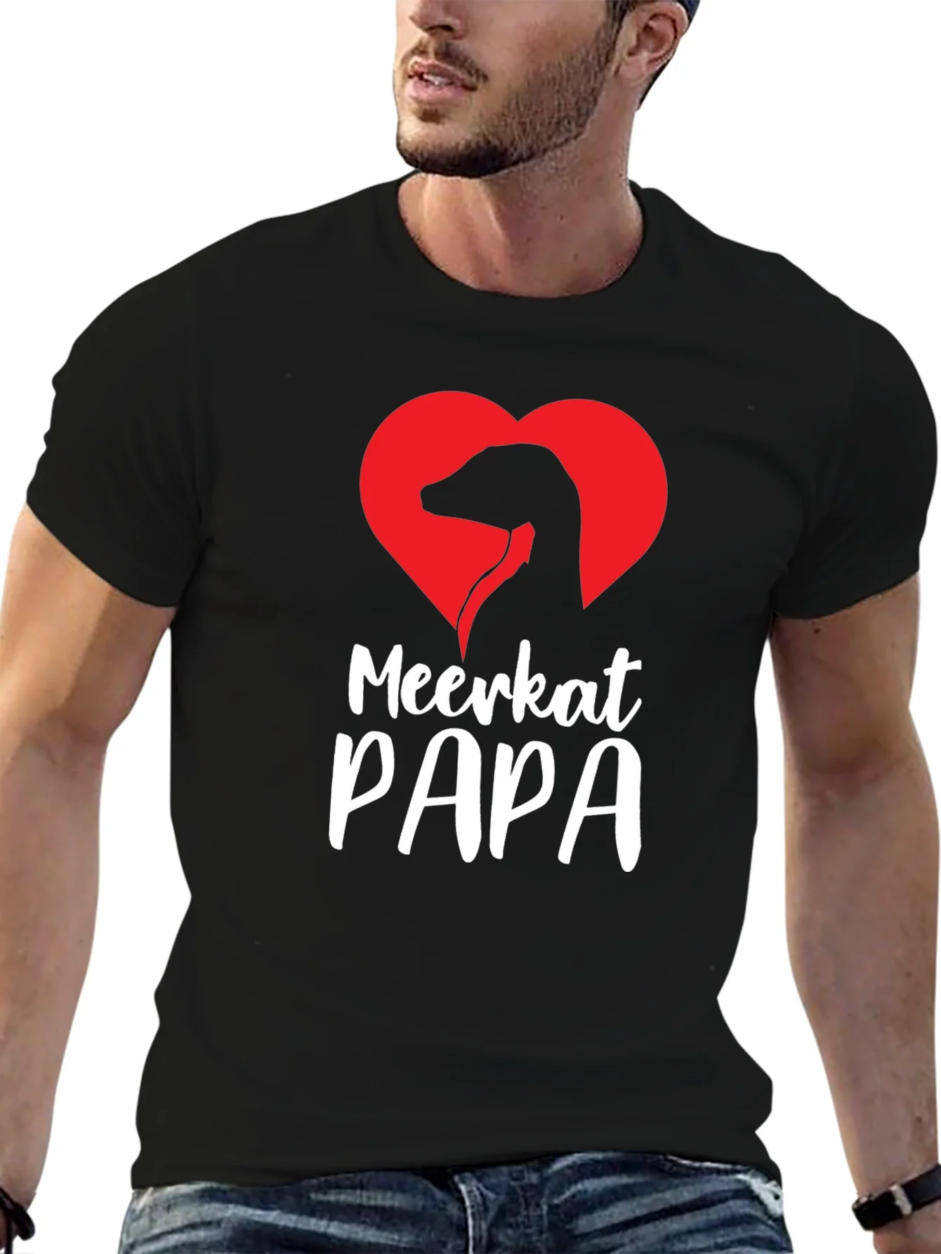 Meerkat Papa Heart Graphic Tee - Perfect Gift for Dad!