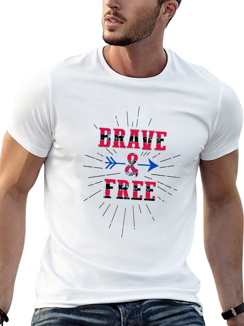 Brave & Free Graphic T-Shirt - Patriotic Design