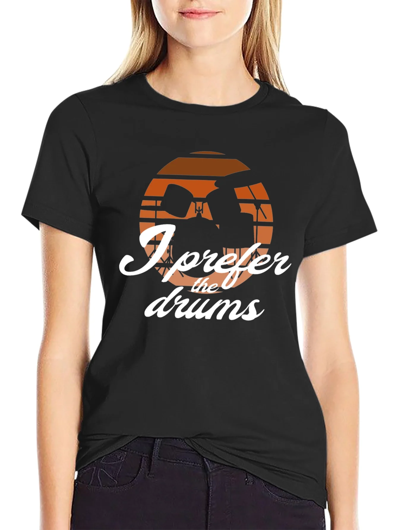 I Prefer The Drums Black T-Shirt - Music Lover Tee