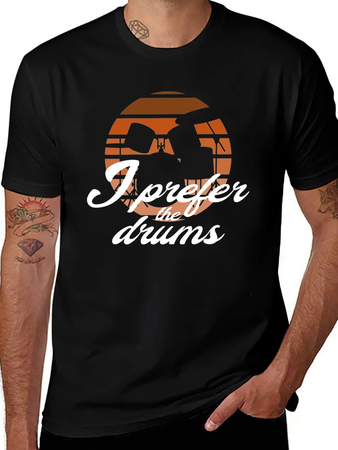 I Prefer The Drums Black T-Shirt - Music Lover Tee