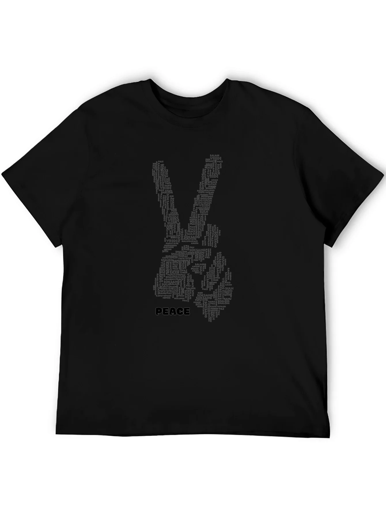 Peace Sign Word Art T-Shirt - Black