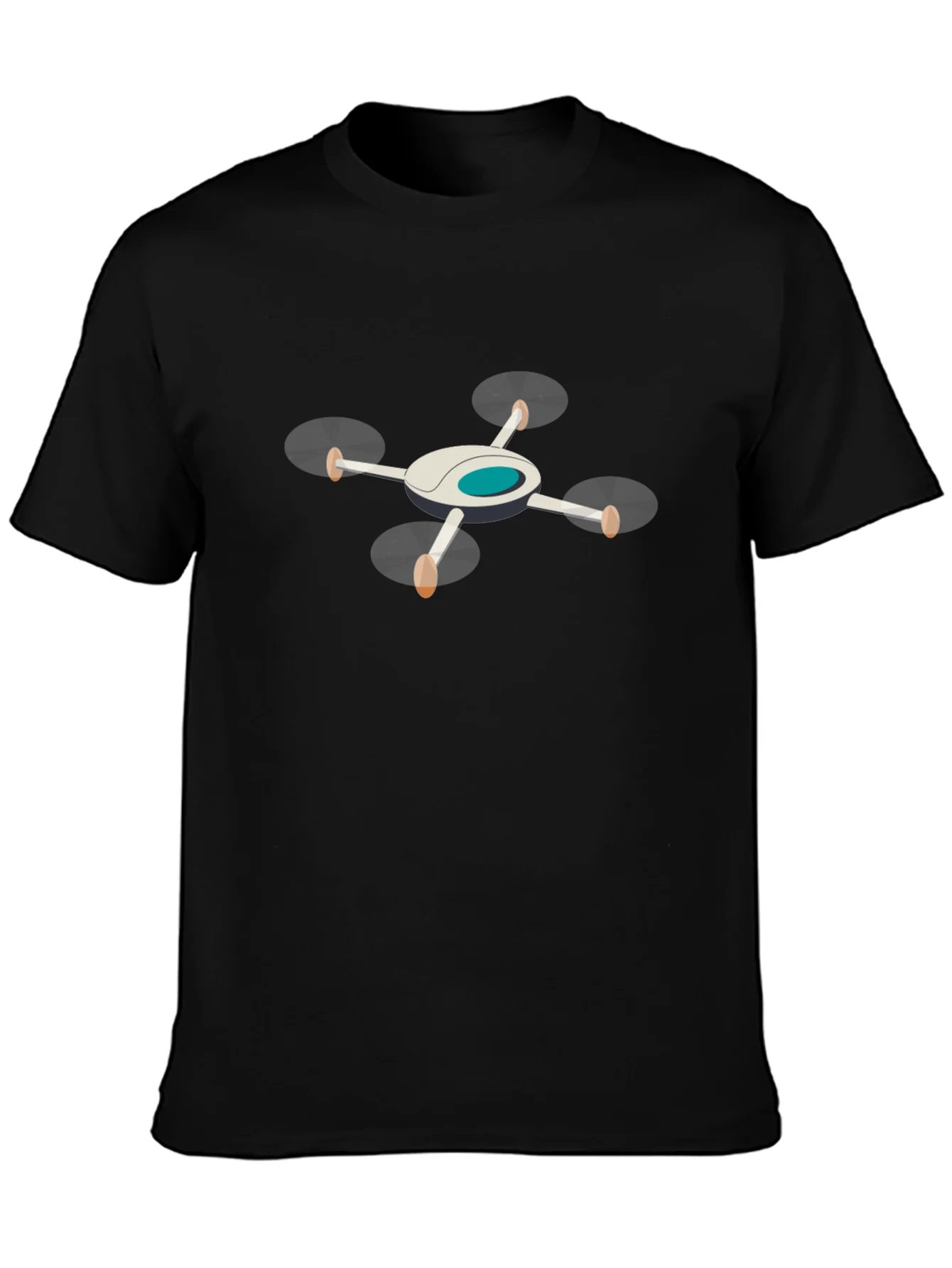 Drone Graphic Tee - Black Cotton T-Shirt for Tech Enthusiasts