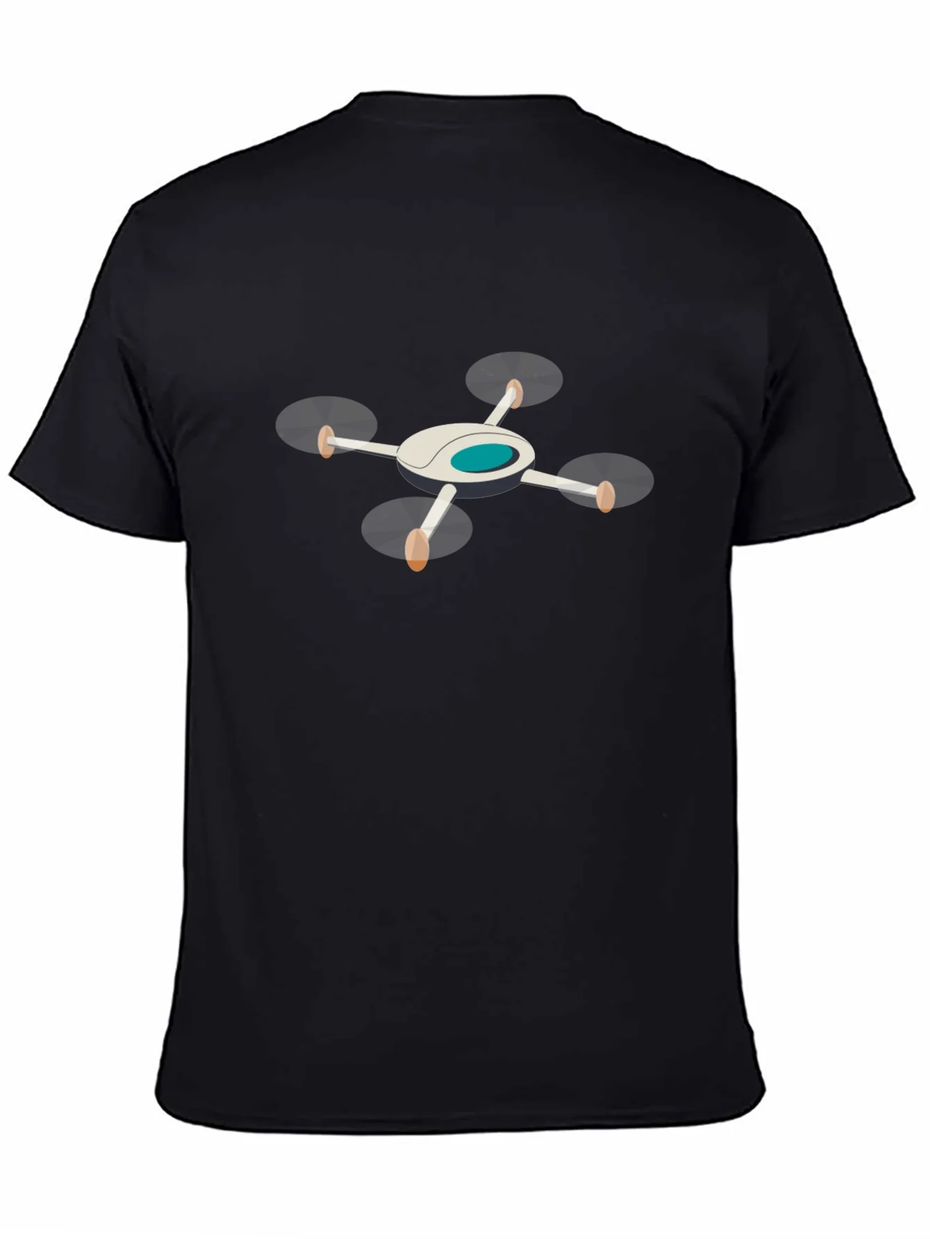 Drone Graphic Tee - Black Cotton T-Shirt for Tech Enthusiasts