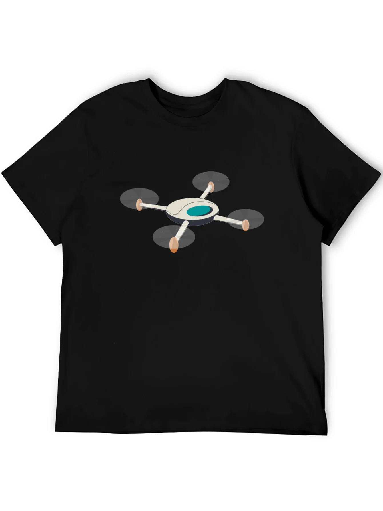 Drone Graphic Tee - Black Cotton T-Shirt for Tech Enthusiasts