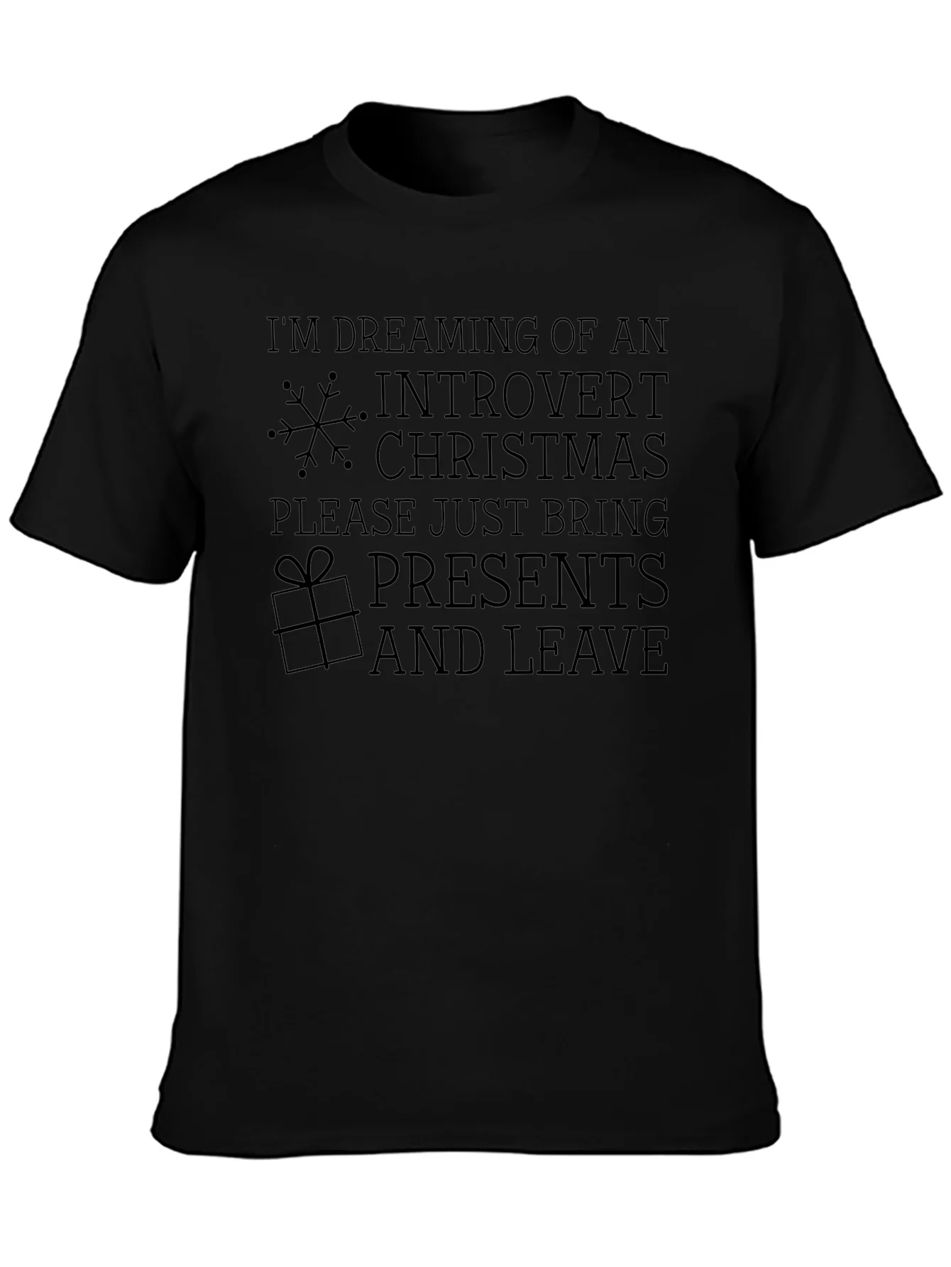 Introvert Christmas Black T-Shirt