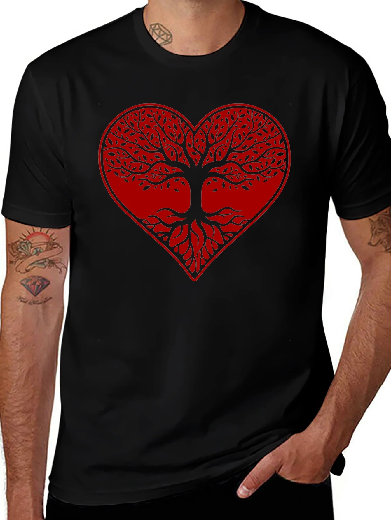 Tree of Life Heart Graphic Tee - Unisex Black T-Shirt