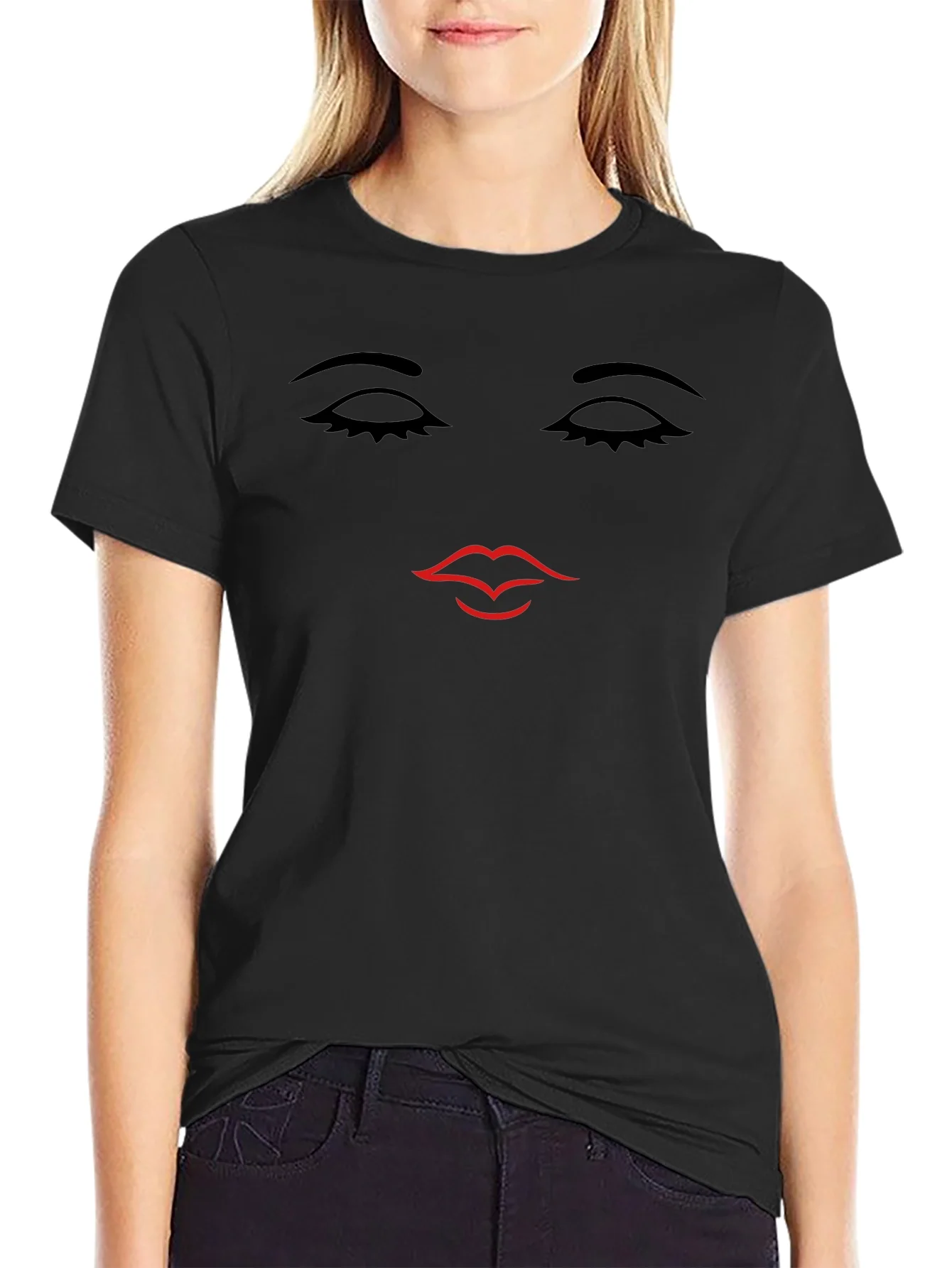 Minimalist Face Graphic Tee - Unisex Black T-Shirt