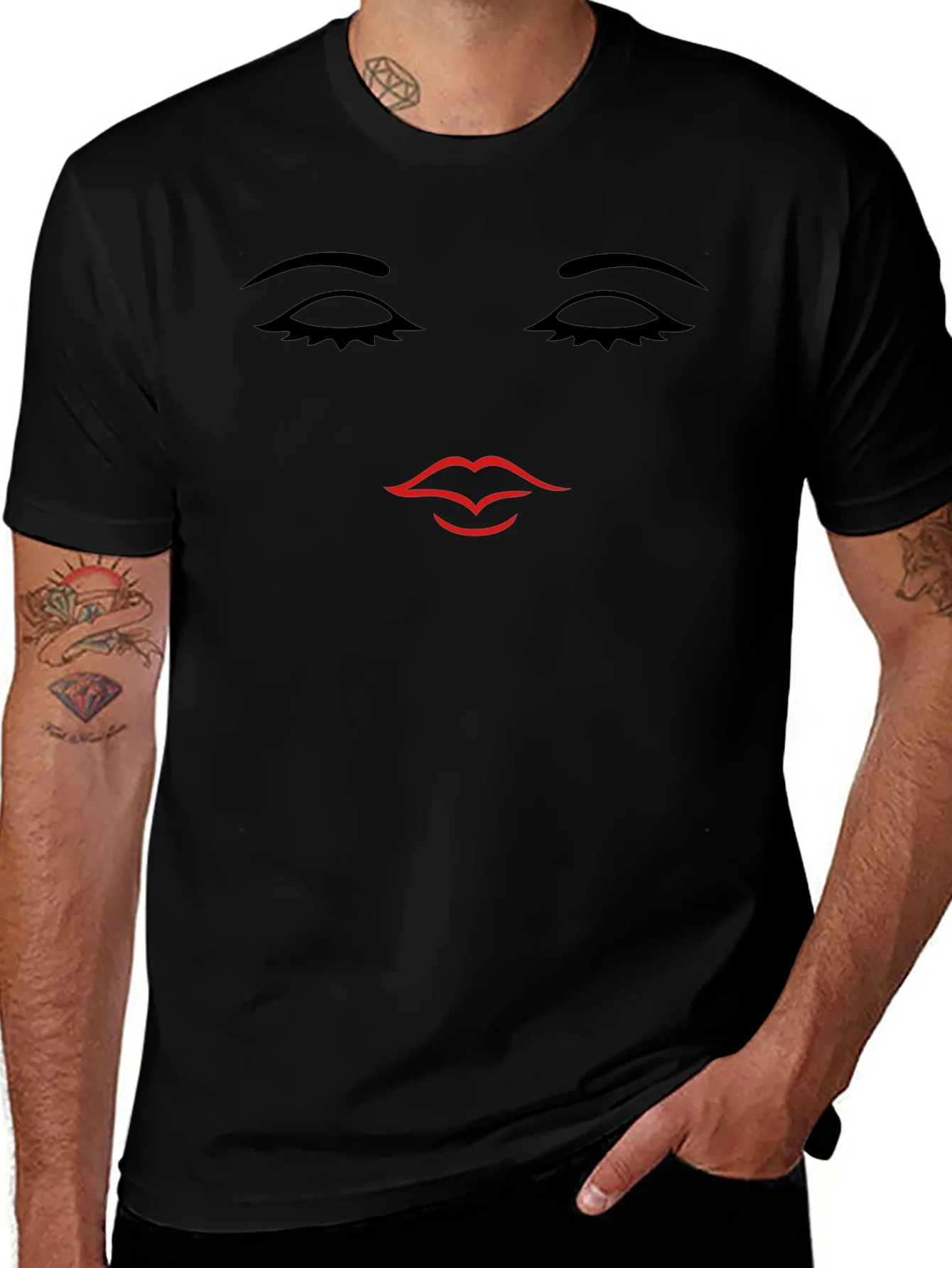 Minimalist Face Graphic Tee - Unisex Black T-Shirt