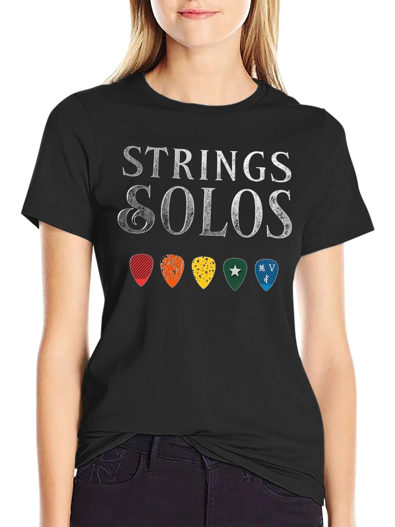 Strings & Solos Guitar Pick T-Shirt - Music Lover Tee