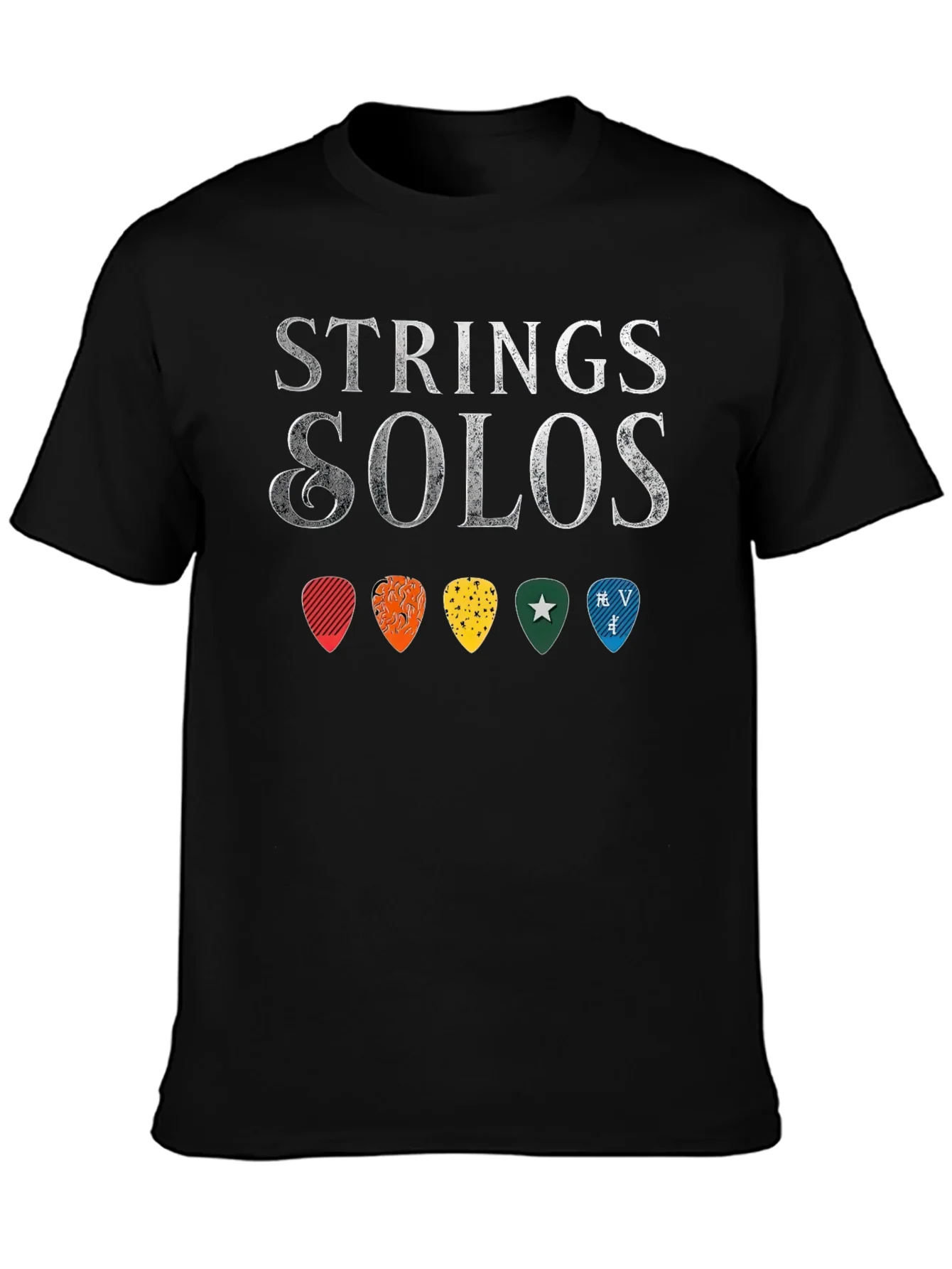 Strings & Solos Guitar Pick T-Shirt - Music Lover Tee