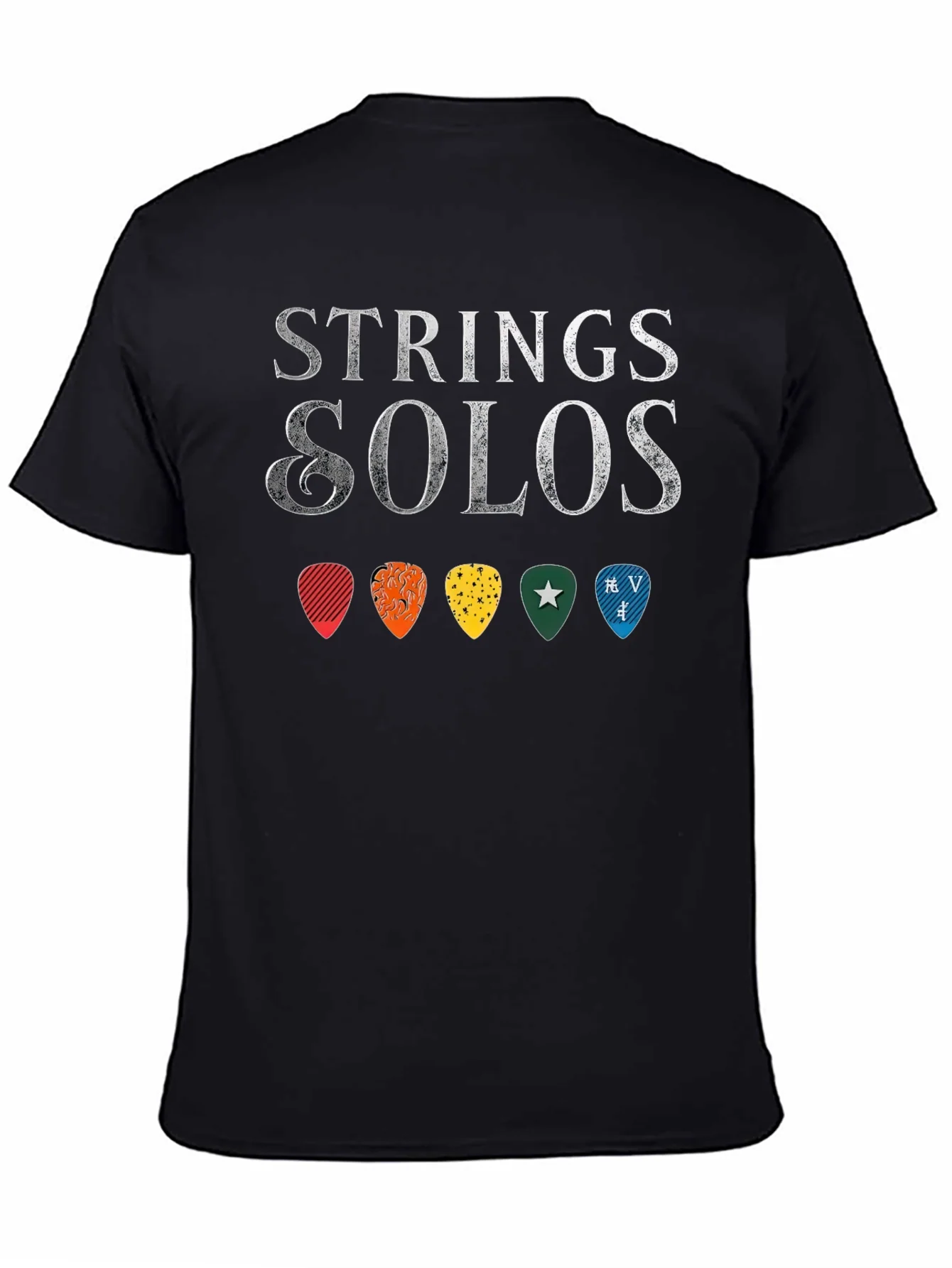 Strings & Solos Guitar Pick T-Shirt - Music Lover Tee