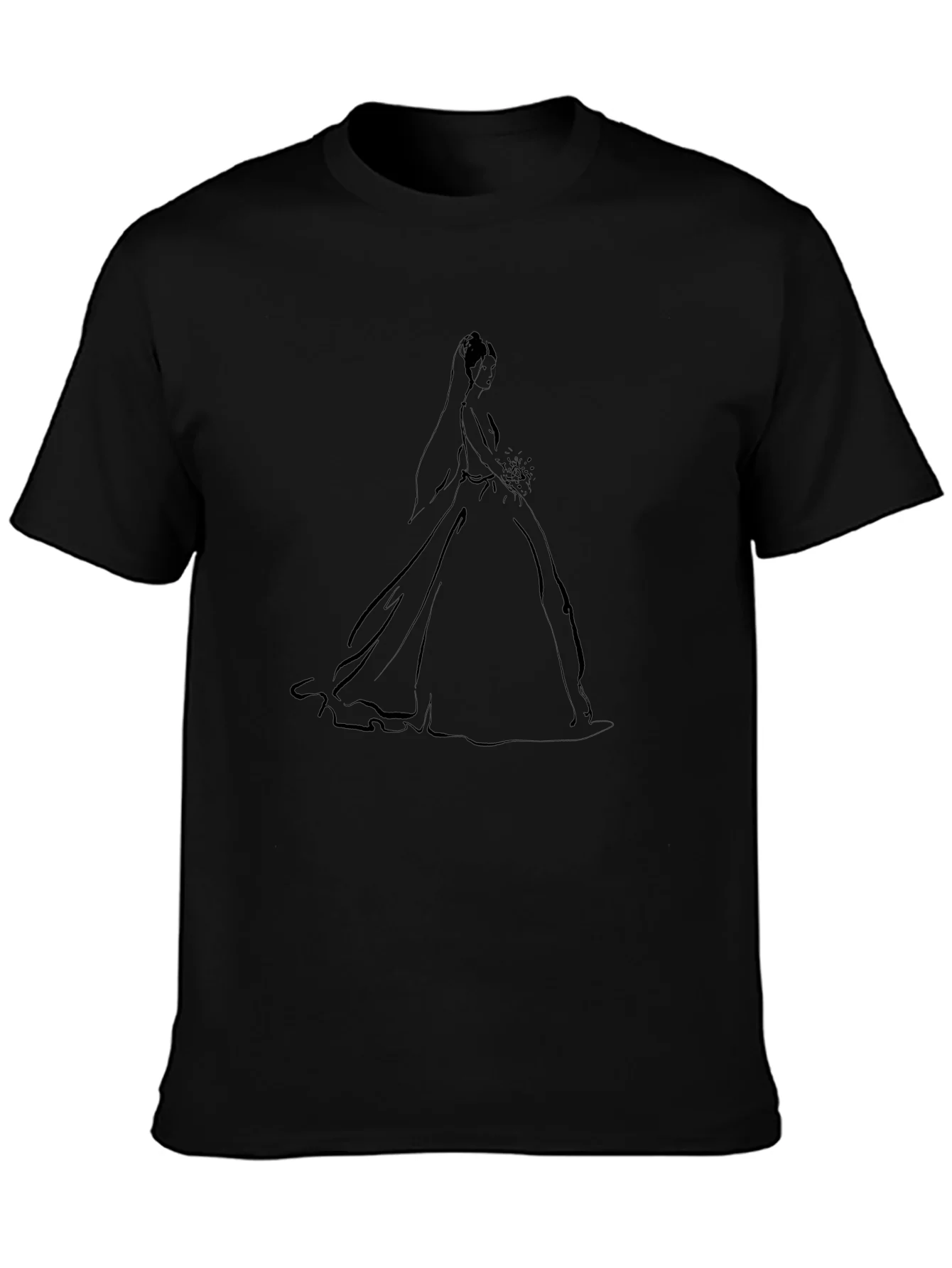 Elegant Bride Graphic Tee - Black Cotton Blend