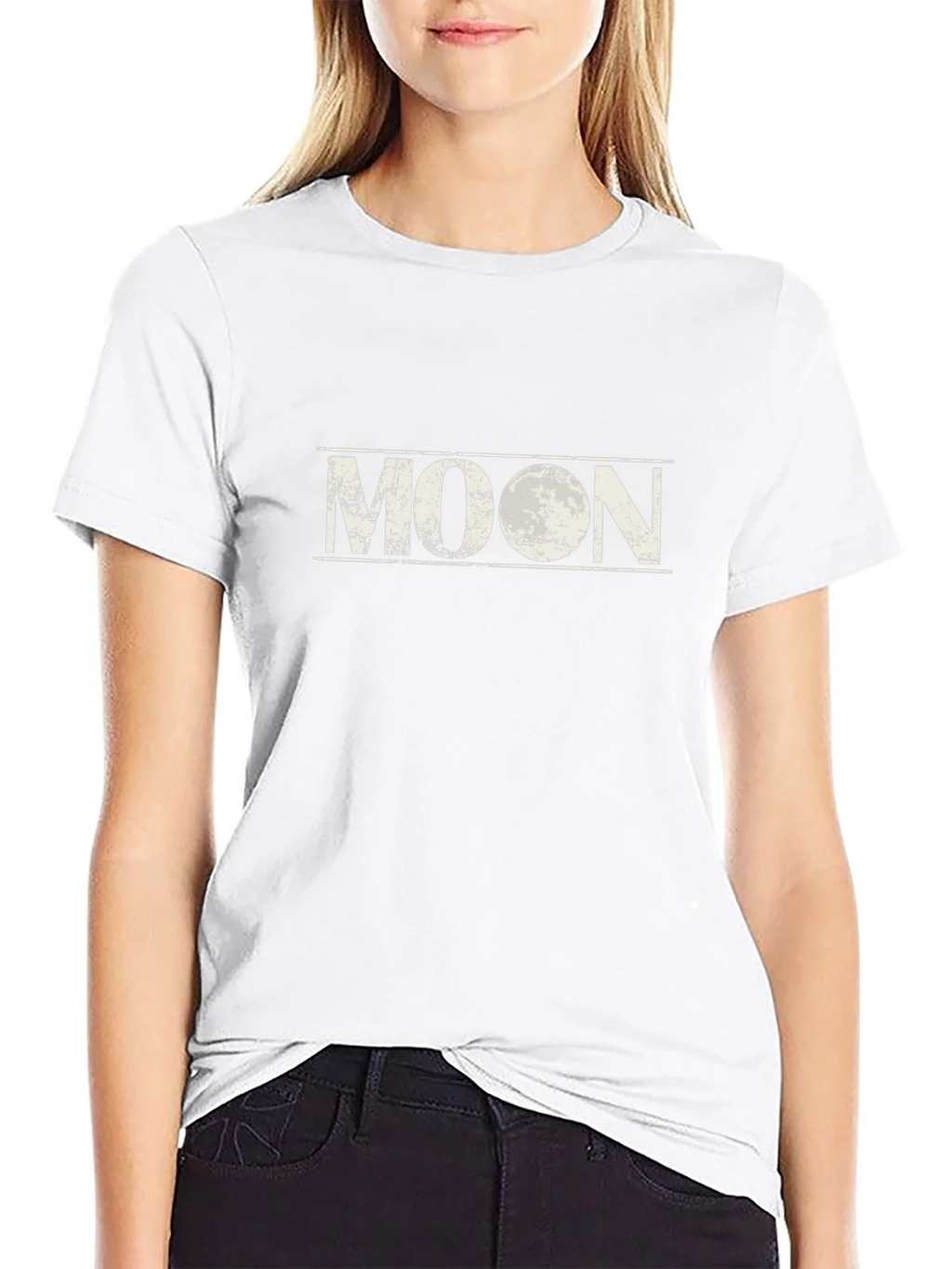 Distressed Moon Graphic Black T-Shirt