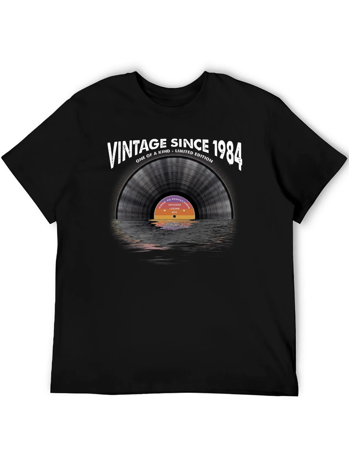 Vintage Since 1984 Vinyl Record Graphic T-Shirt