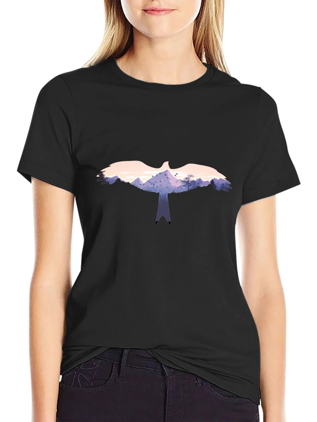 Eagle Landscape Graphic Black T-Shirt