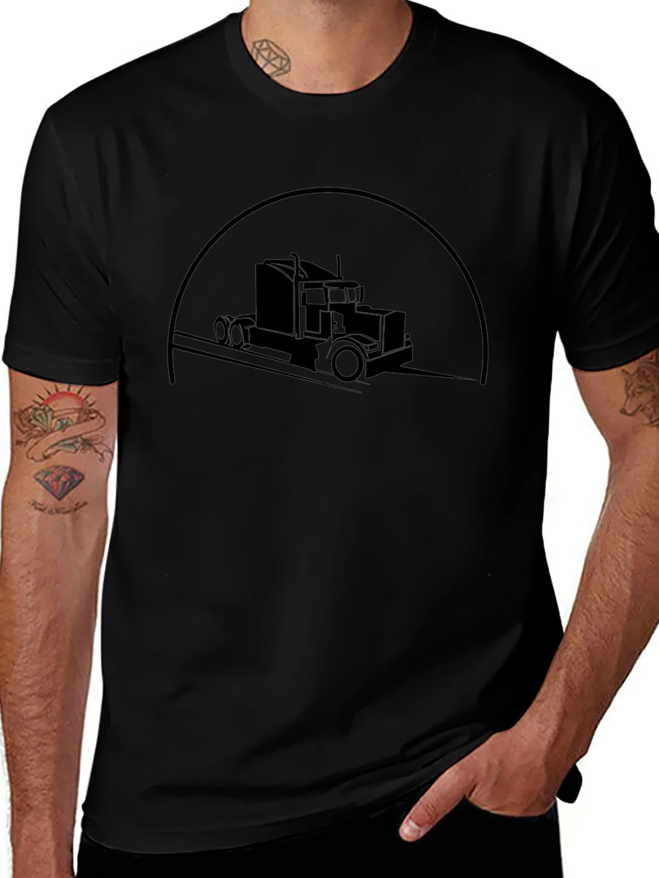 Trucker Silhouette Graphic T-Shirt - Classic Black Tee
