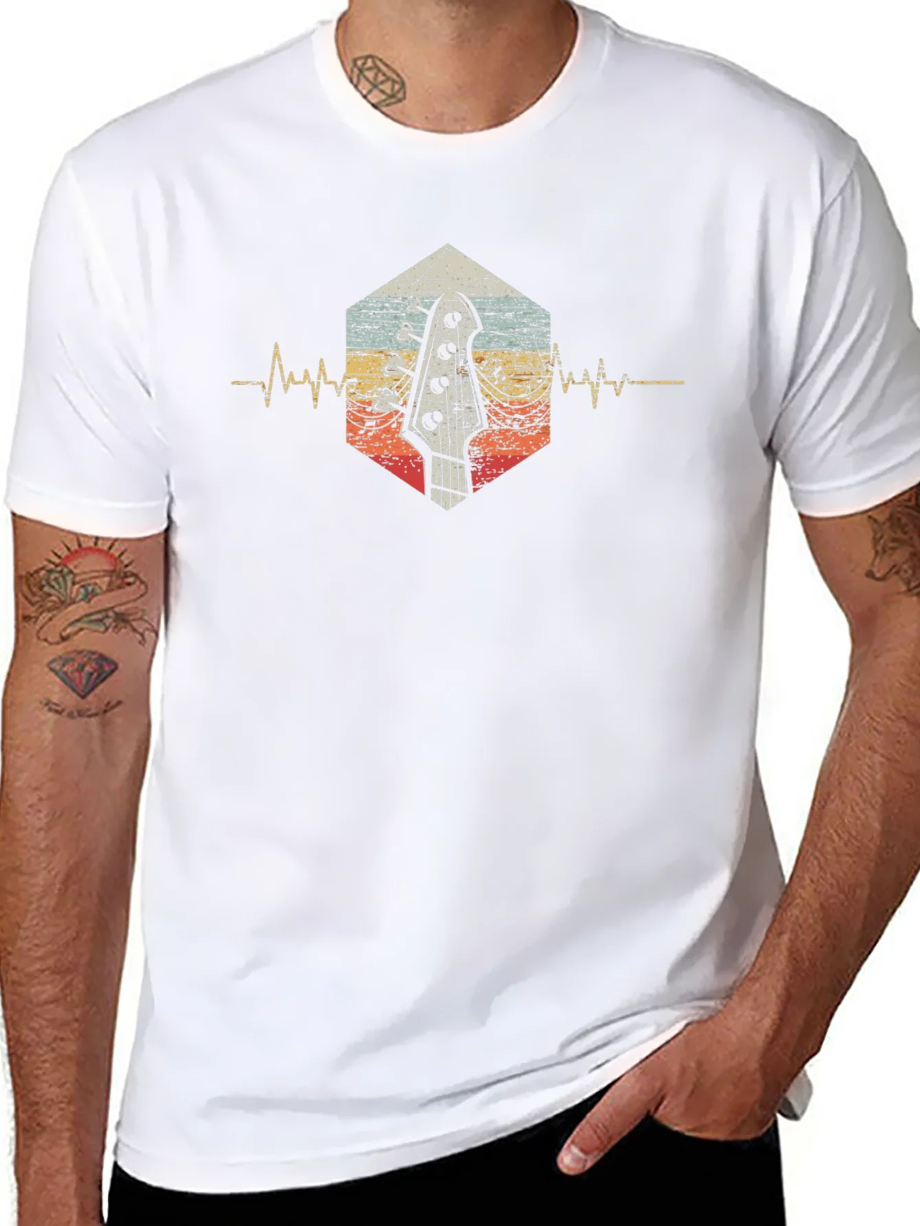 Vintage Guitar Heartbeat Graphic Tee