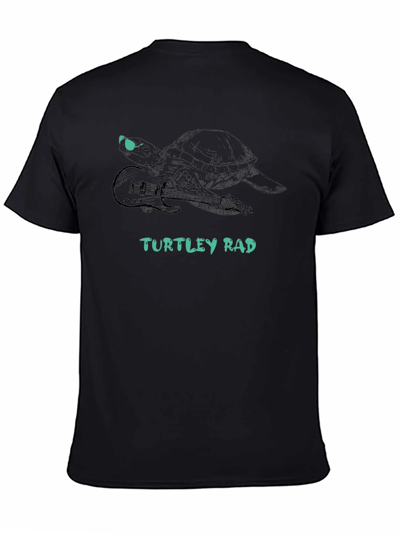 Turtley Rad Graphic Tee - Cool Turtle with Guitar Shirt